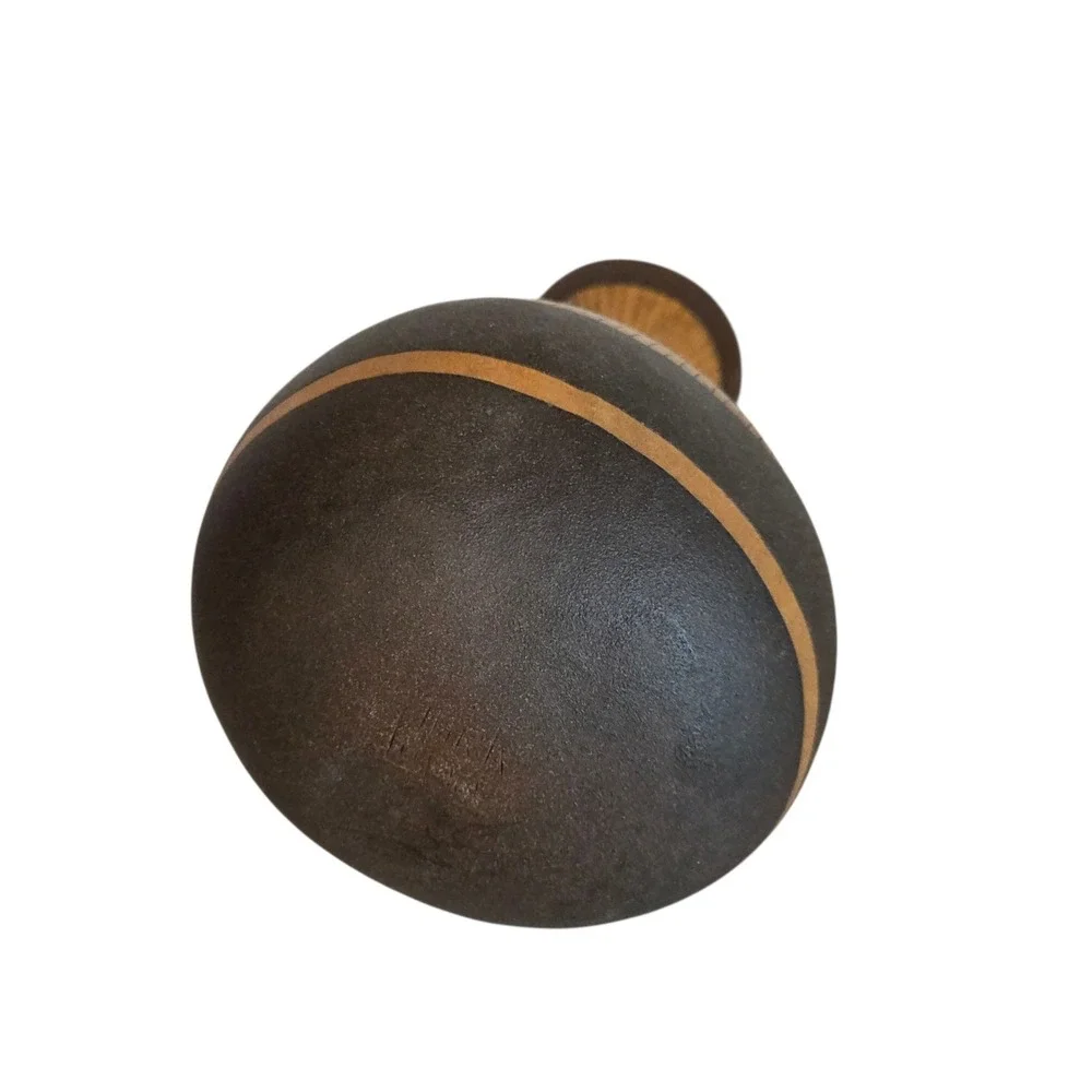 Pot Belly‎ Bulbous Vase Turned Wood Wooden Balsa? Vintage Signed Handmade 8.25